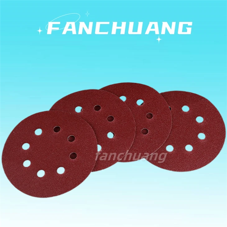 Red Flocking Sandpaper For Polishing And Sanding,5Inch 8Holes